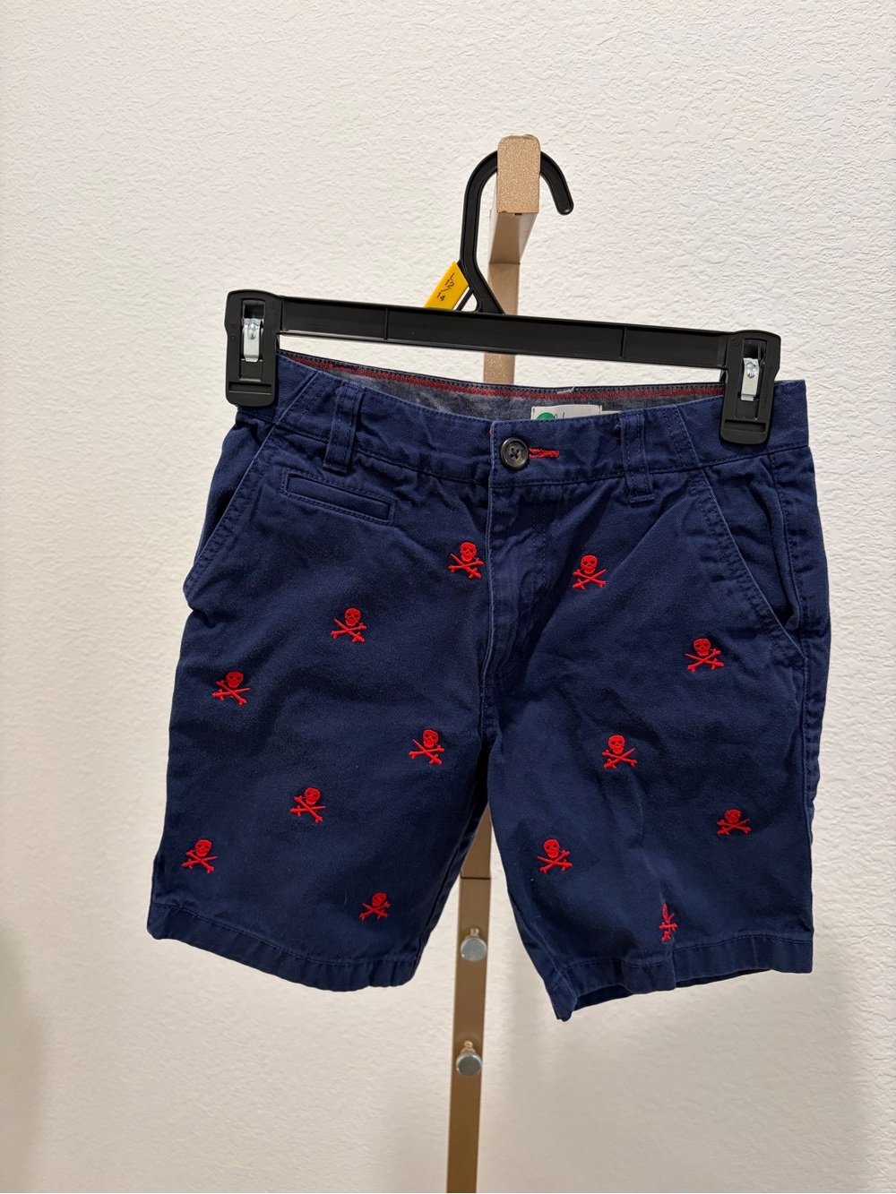 Boden boys Navy Shorts with Red Skull Embroidery size 10